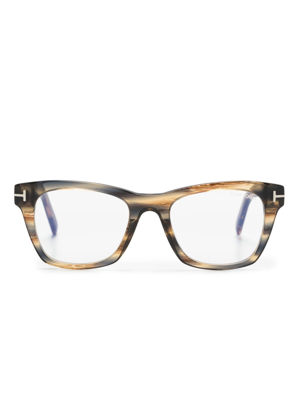 TOM FORD Eyewear 玳瑁纹圆框光学眼镜 - 褐色
