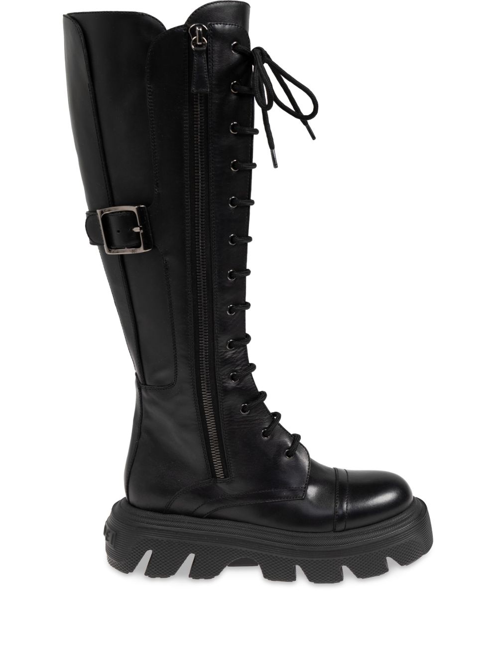 Casadei 系带皮靴 - 黑色