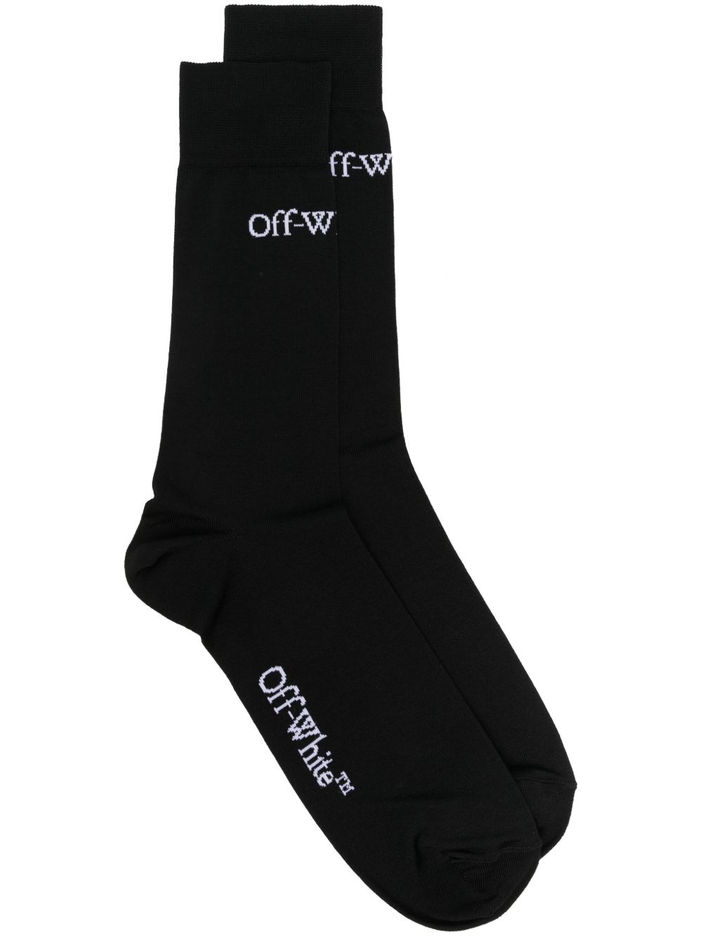 Off-White logo提花棉针织袜 - 黑色