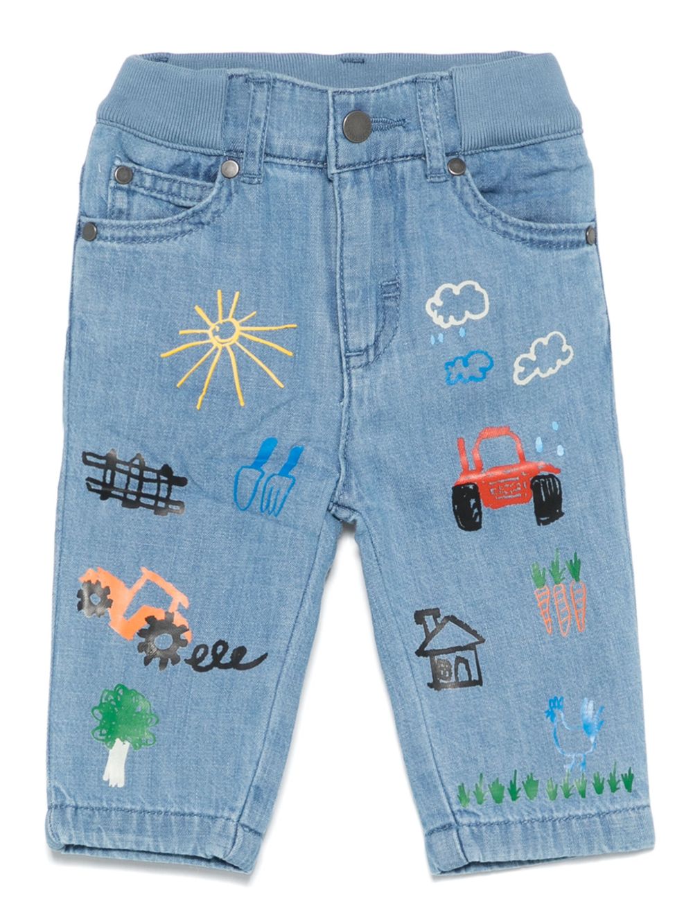 Stella McCartney Kids 插画印花牛仔裤 - 蓝色