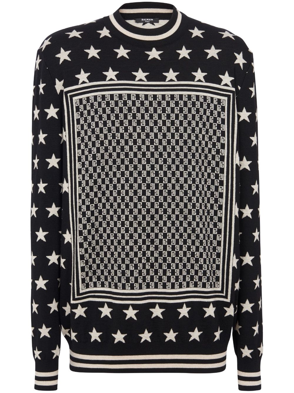 Balmain Monogram Stars 羊毛毛衣 - 黑色