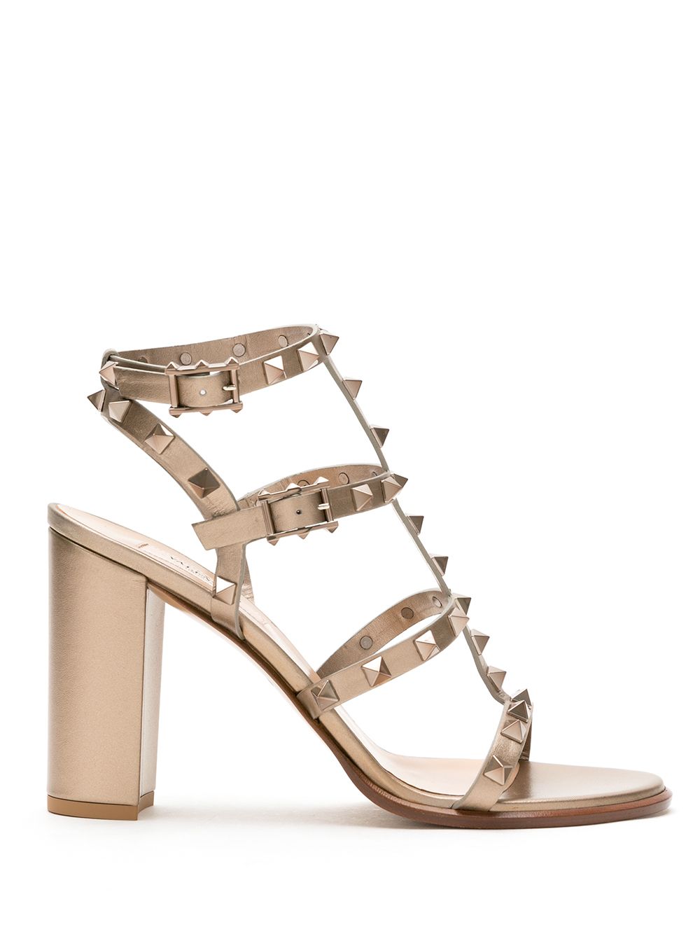 Valentino Garavani 华伦天奴 Rockstud 笼形设计凉鞋 - 金色