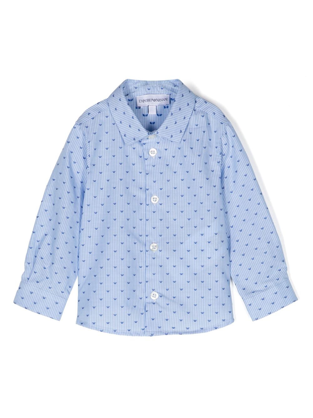 Emporio Armani Kids logo印花棉衬衫 - 蓝色