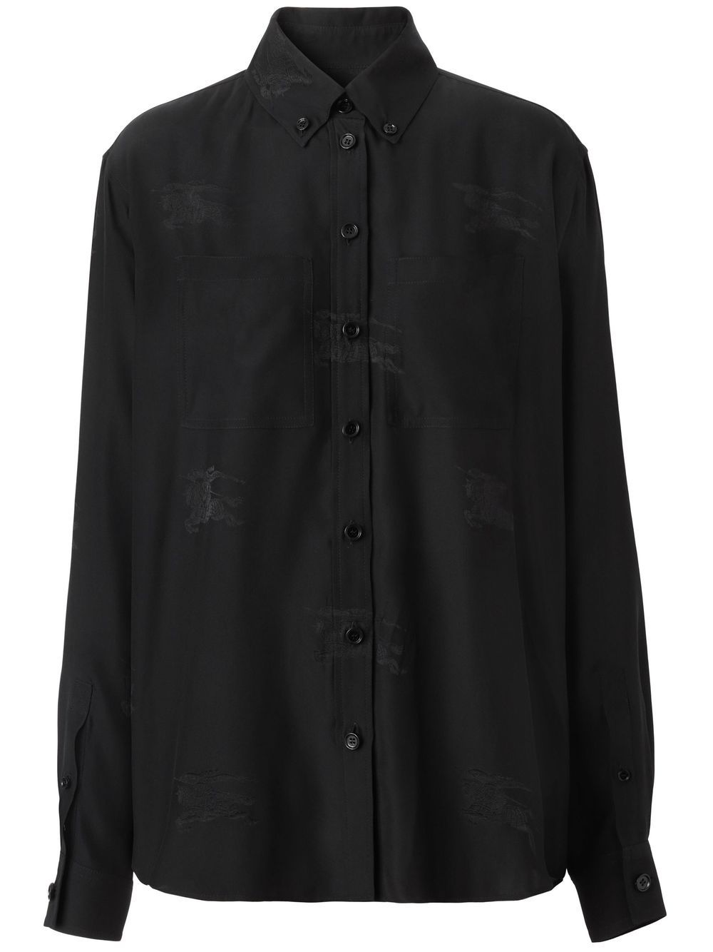 Burberry EKD 真丝图案衬衫 - 黑色