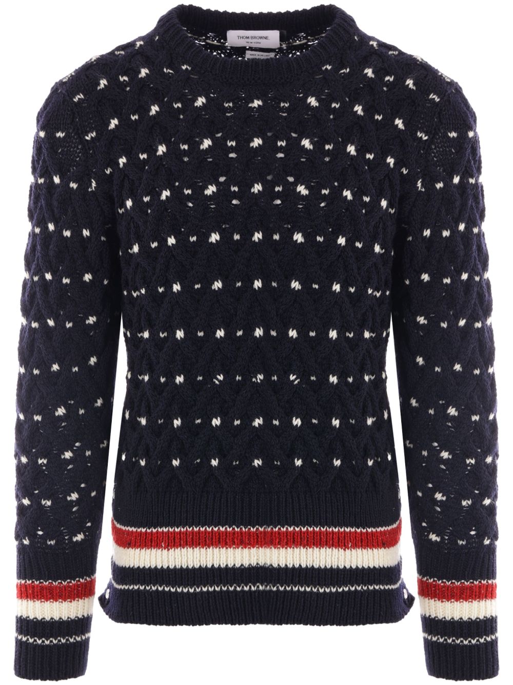Thom Browne Donegal 粗绞花针织毛衣 - 蓝色
