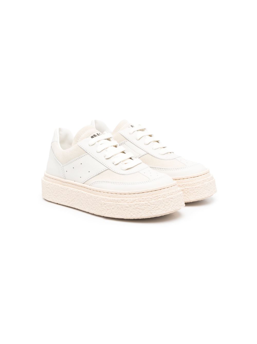 MM6 Maison Margiela Kids 标贴皮质运动鞋 - 中性色
