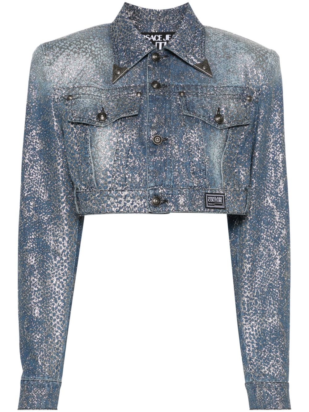 Versace Jeans Couture Animalier 短款牛仔夹克 - 蓝色