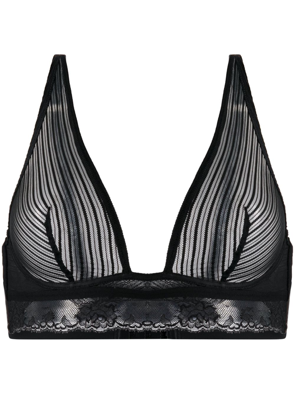 Wolford 条纹网纱柔软文胸 - 黑色