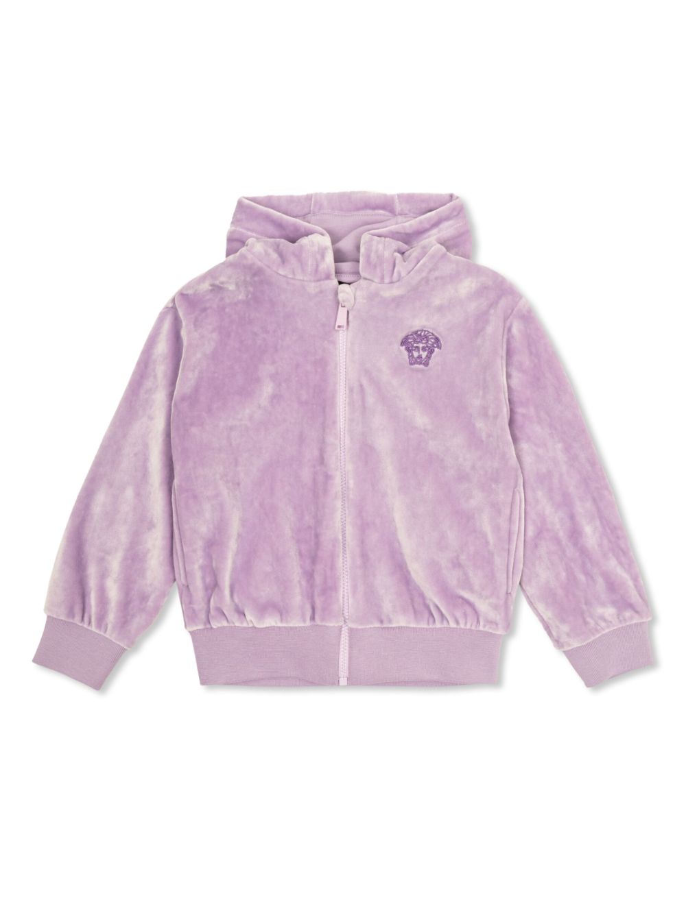 Versace Kids logo图案拉链连帽衫 - 紫色