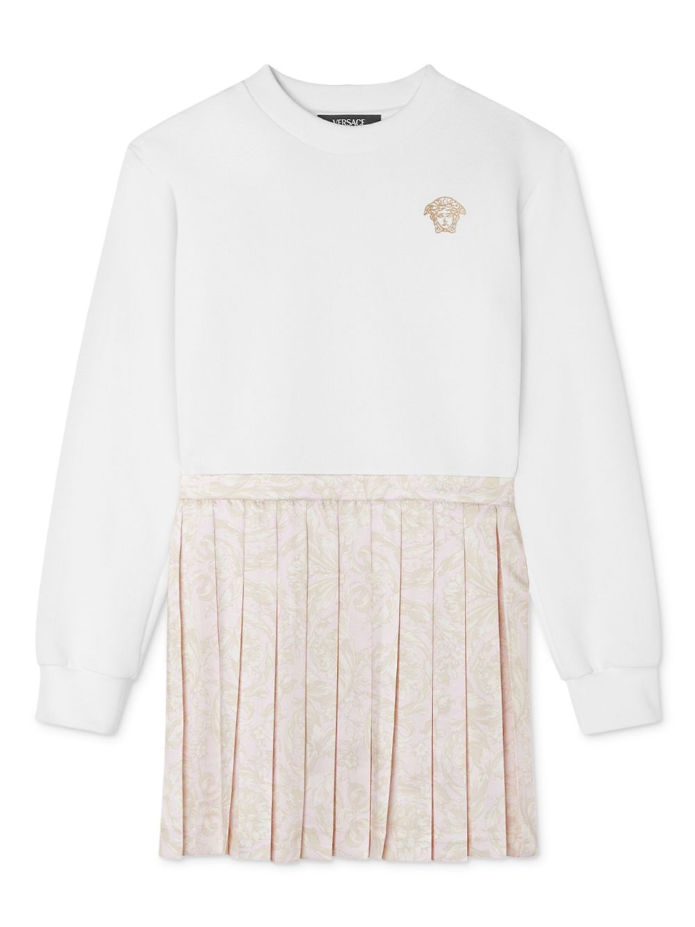 Versace Kids 巴洛克印花连衣裙 - 白色