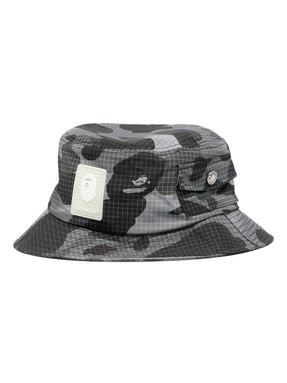 A BATHING APE® 标贴防撕裂格纹渔夫帽 - 黑色