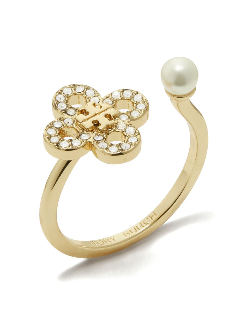 Tory Burch Kira Clover Pave 戒指 - 金色