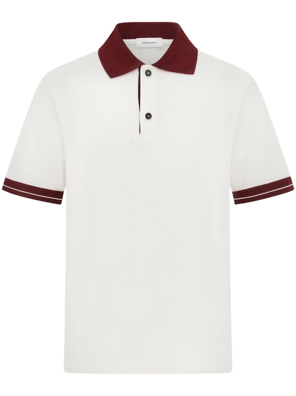 Ferragamo logo刺绣polo衫 - 白色