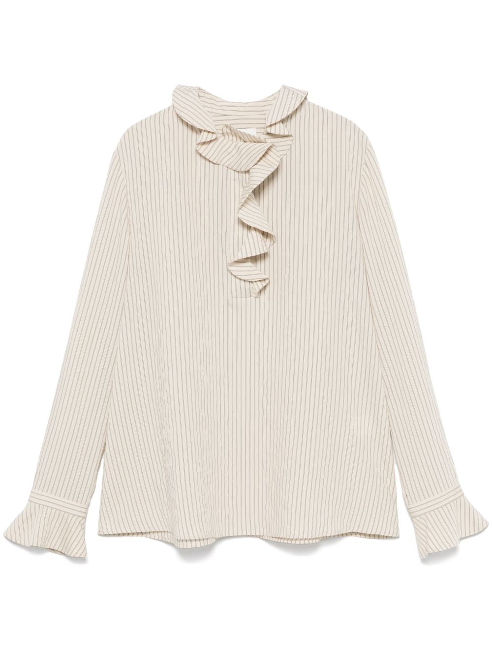 Claudie Pierlot 荷叶边条纹罩衫 - 中性色