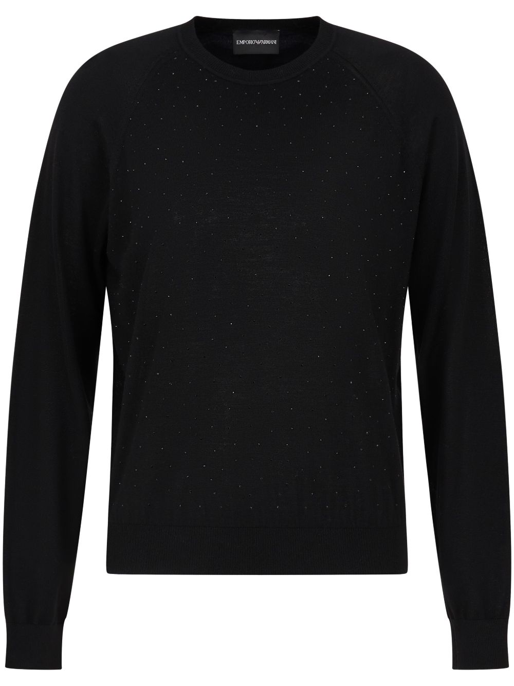 Emporio Armani 刺绣细节毛衣 - 黑色
