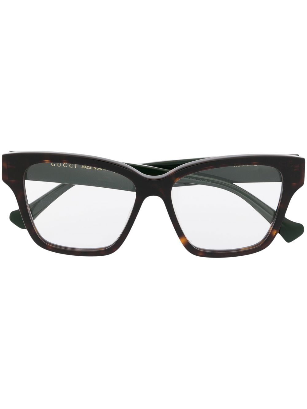 Gucci Eyewear logo标牌方形镜框眼镜 - 褐色
