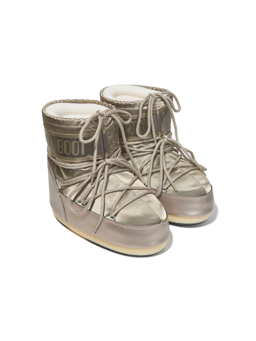 Moon Boot Kids Icon Glance 缎面雪靴 - 金色