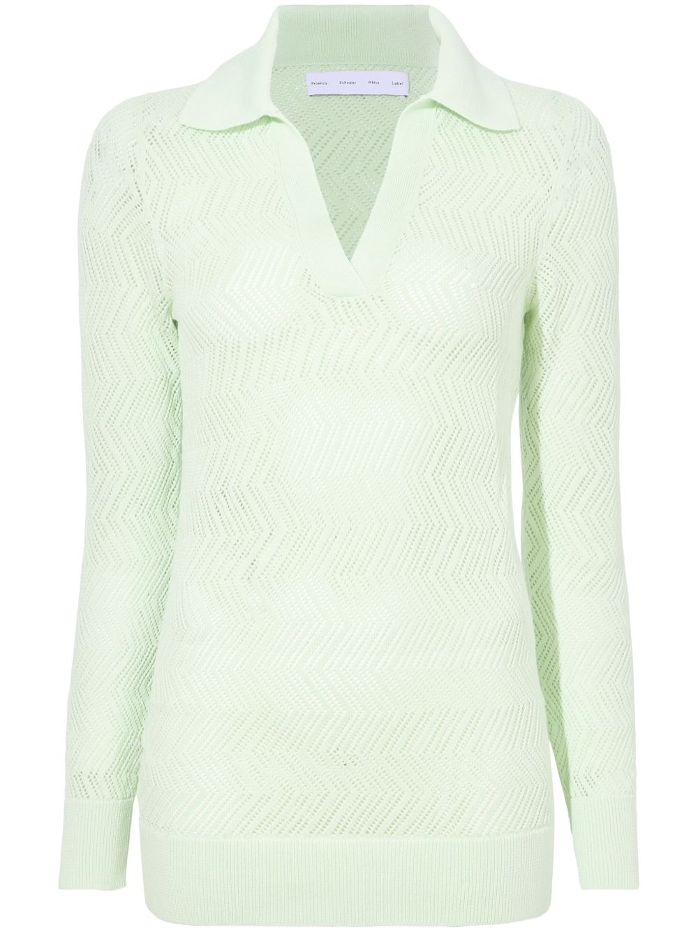 Proenza Schouler White Label Agnes Z字形图案网眼针织毛衣 - 绿色