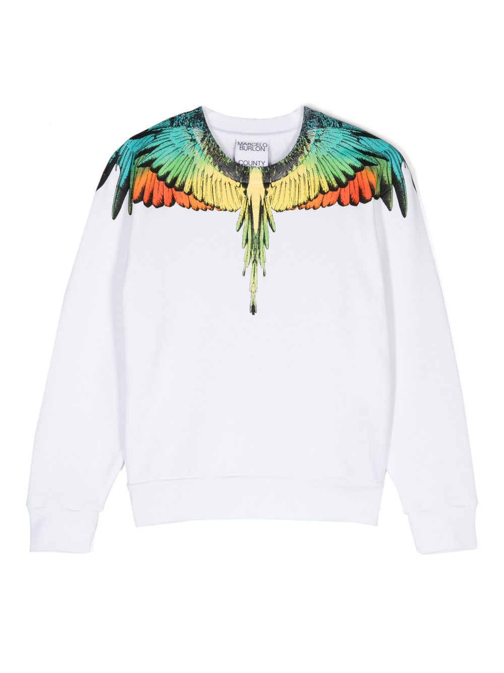 Marcelo Burlon County Of Milan Kids 羽毛印花棉卫衣 - 白色