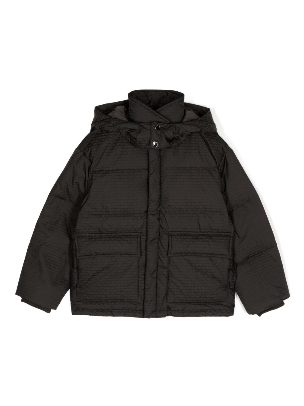 Emporio Armani Kids logo填充夹克 - 黑色