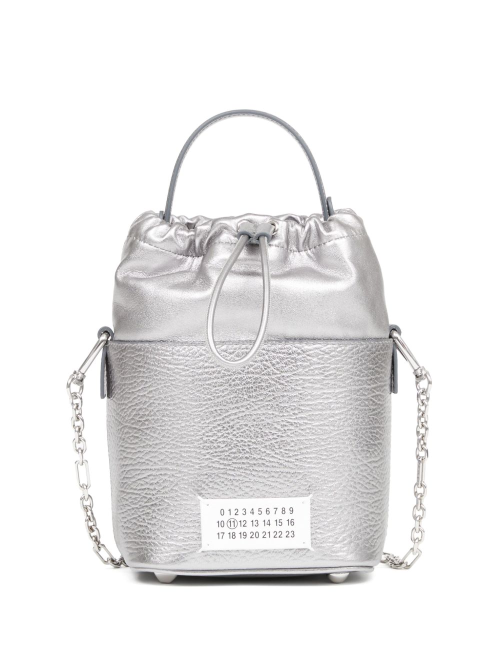 Maison Margiela 5AC 金属感皮质小号水桶包 - 银色