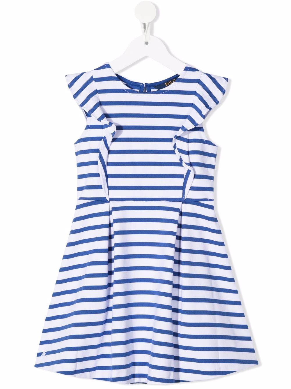 POLO RALPH LAUREN KIDS 条纹短袖日常连衣裙 - 蓝色