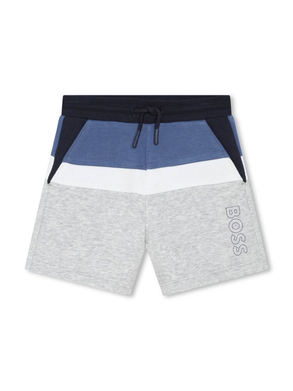 BOSS Kidswear logo印花拼色短裤 - 灰色