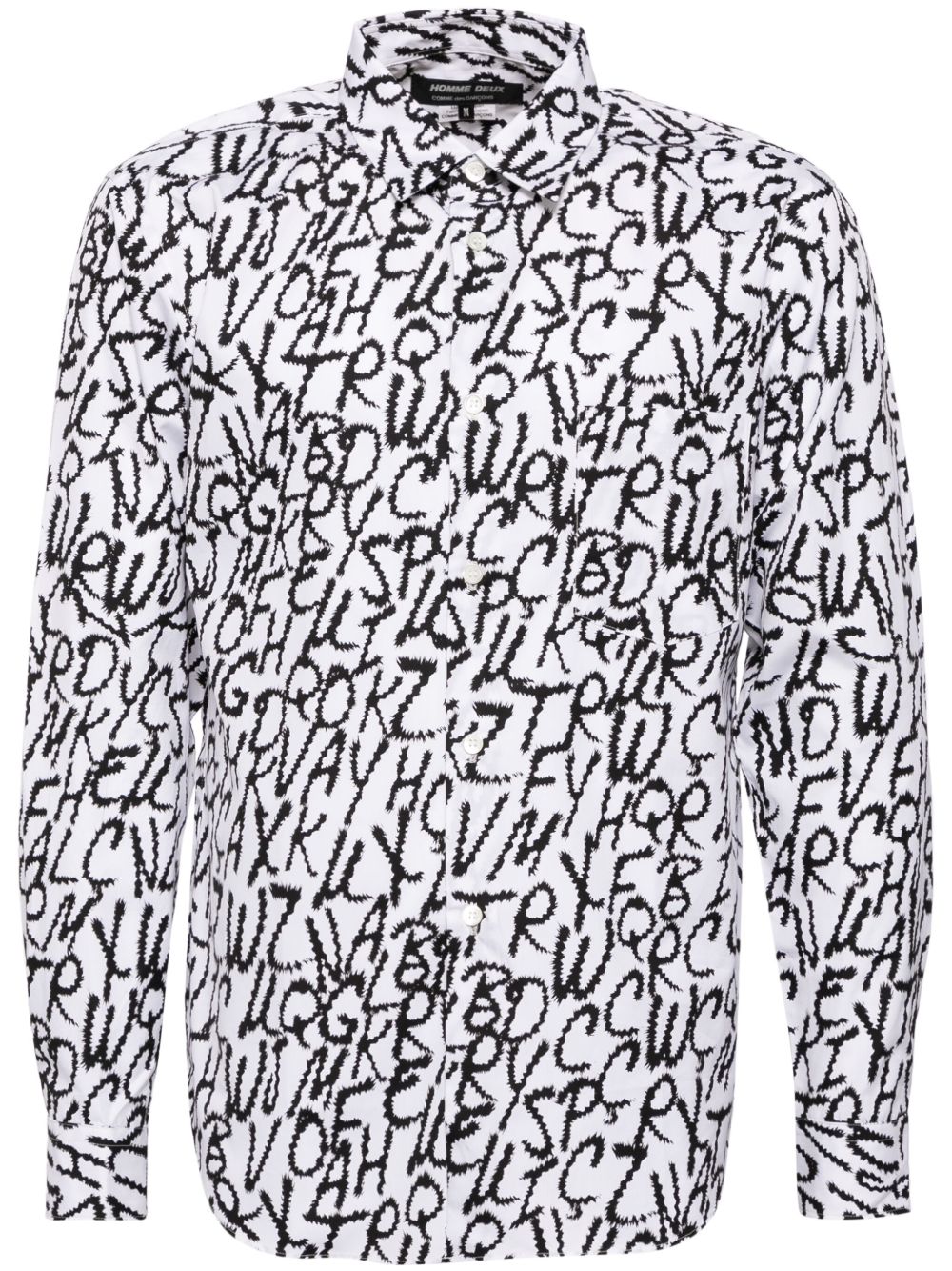 Comme des Garçons Homme Deux 大面积图案印花衬衫 - 白色