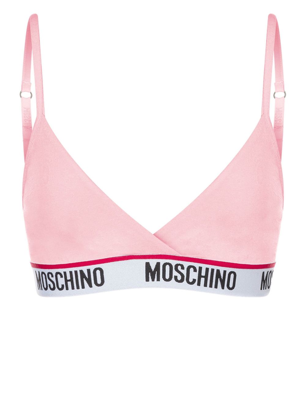 Moschino logo织带文胸 - 粉色