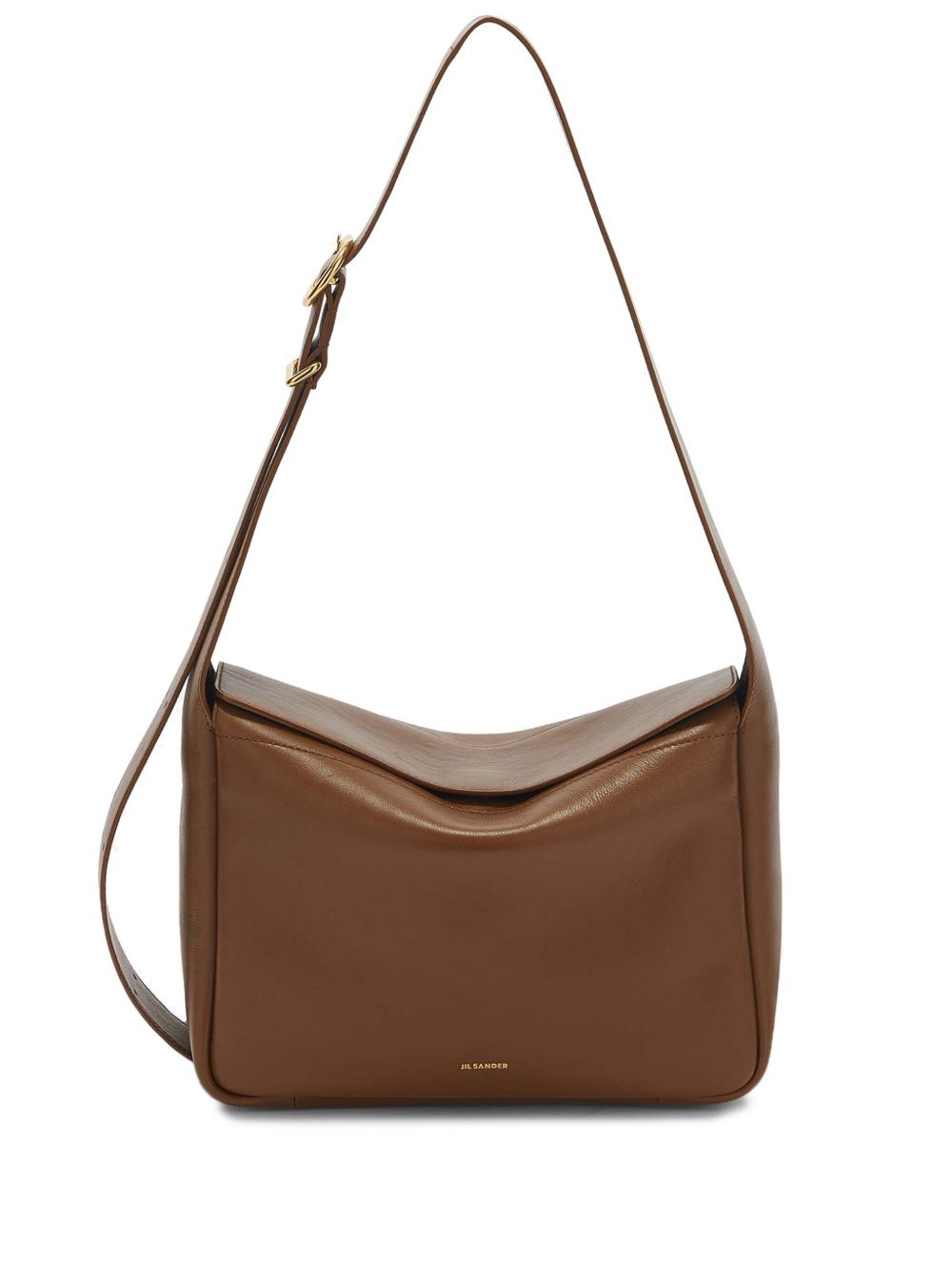 Jil Sander logo标记皮质斜挎包 - 褐色