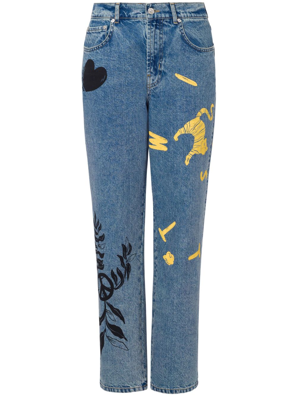 MOSCHINO JEANS 中腰直筒牛仔裤 - 蓝色