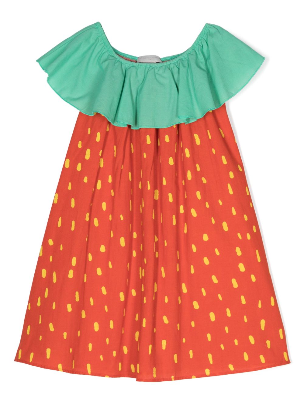 Stella McCartney Kids Strawberry 嵌花针织棉连衣裙 - 红色