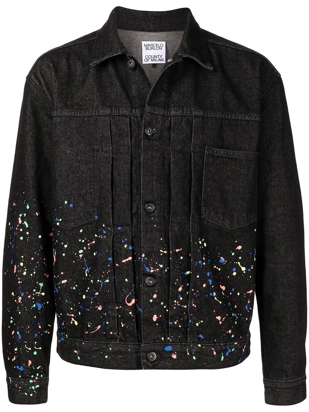 Marcelo Burlon County of Milan 泼漆效果牛仔夹克 - 黑色