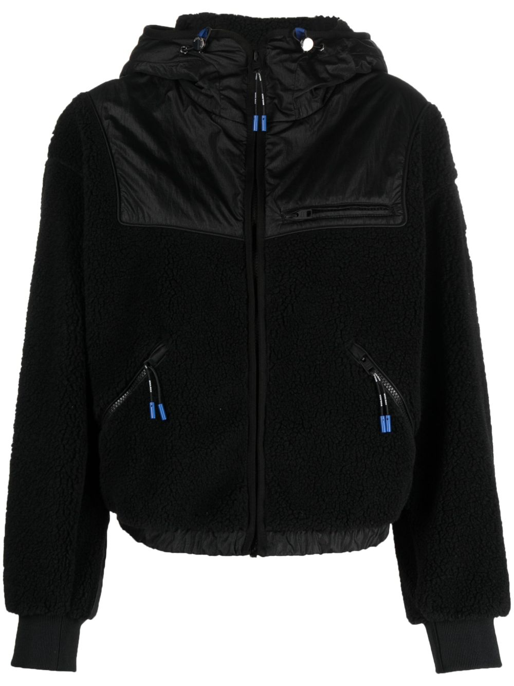 Woolrich 拼接设计拉链连帽衫 - 黑色