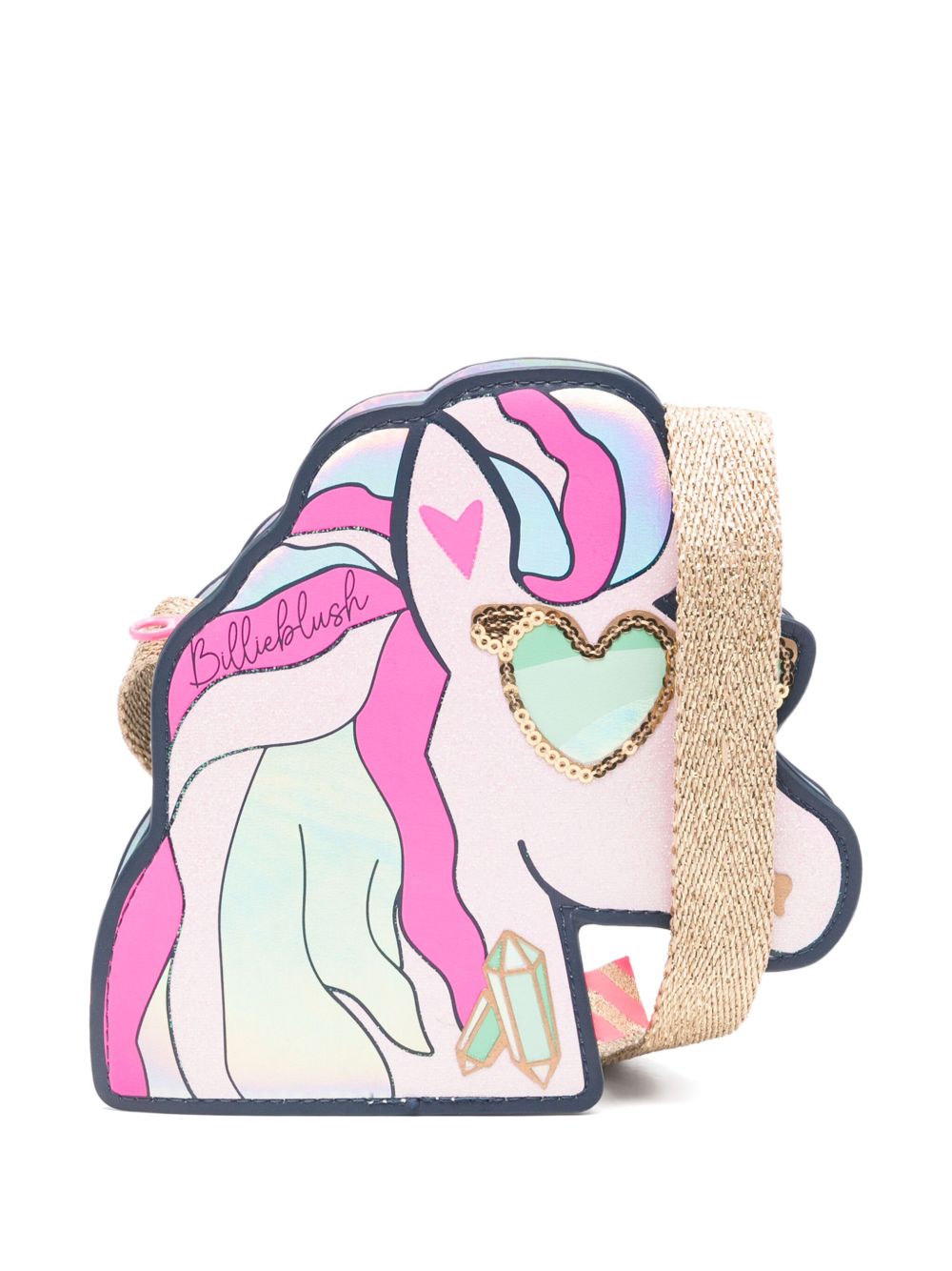 Billieblush logo印花单肩包 - 粉色