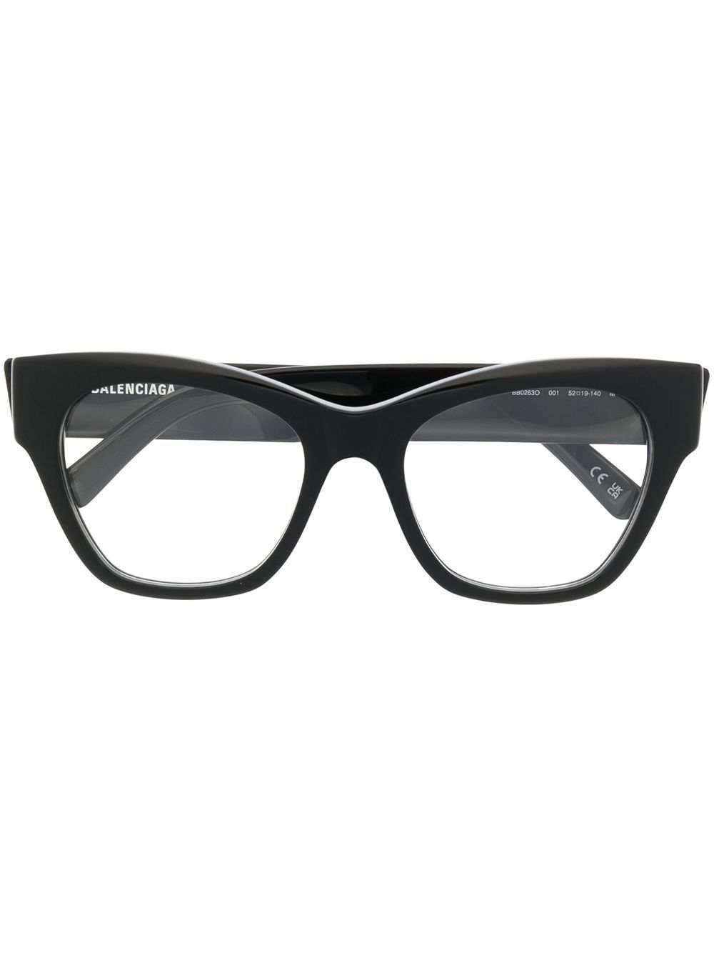 Balenciaga Eyewear logo印花猫眼框眼镜 - 黑色