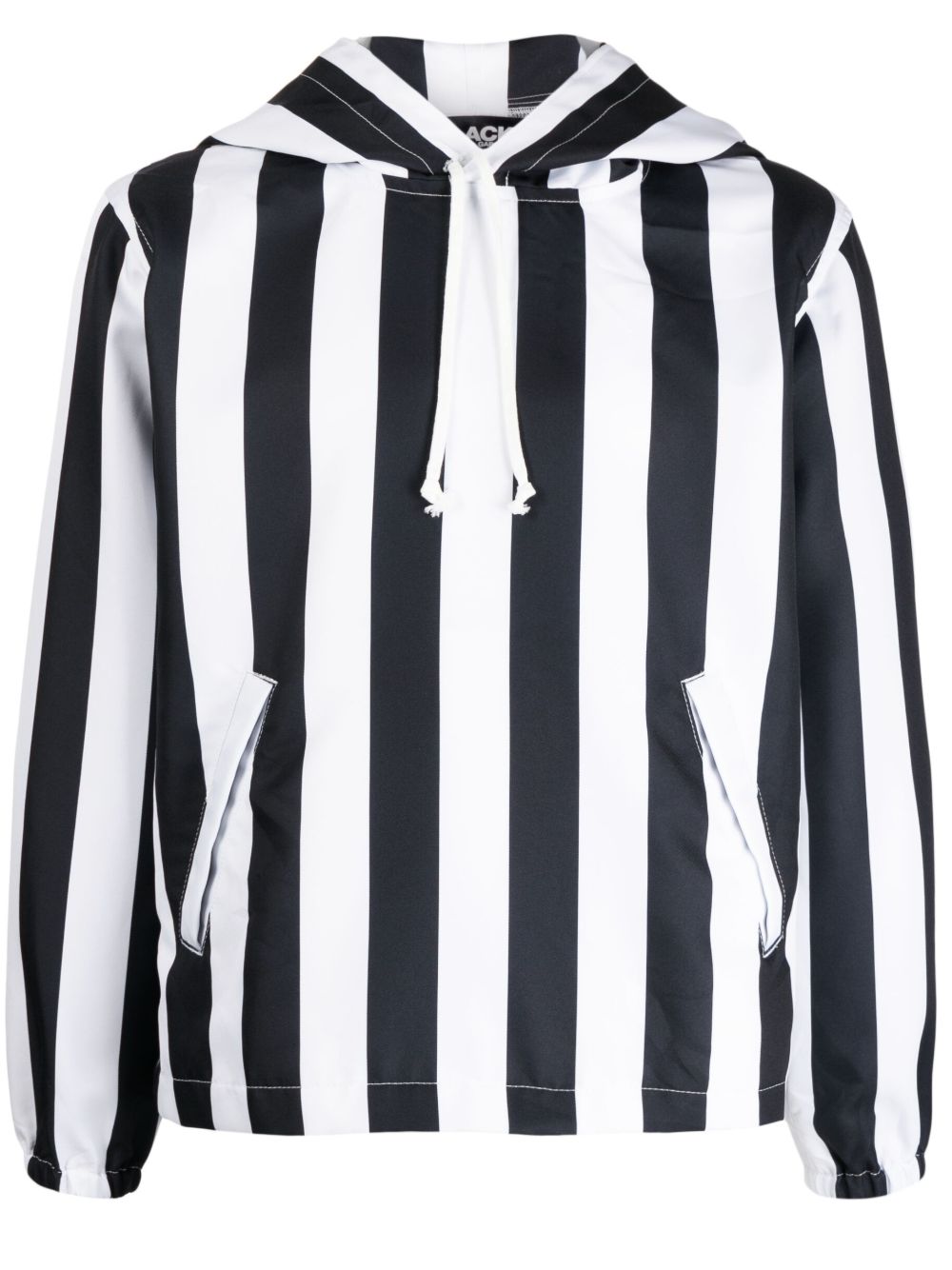 Black Comme Des Garçons 条纹长袖连帽衫 - 白色