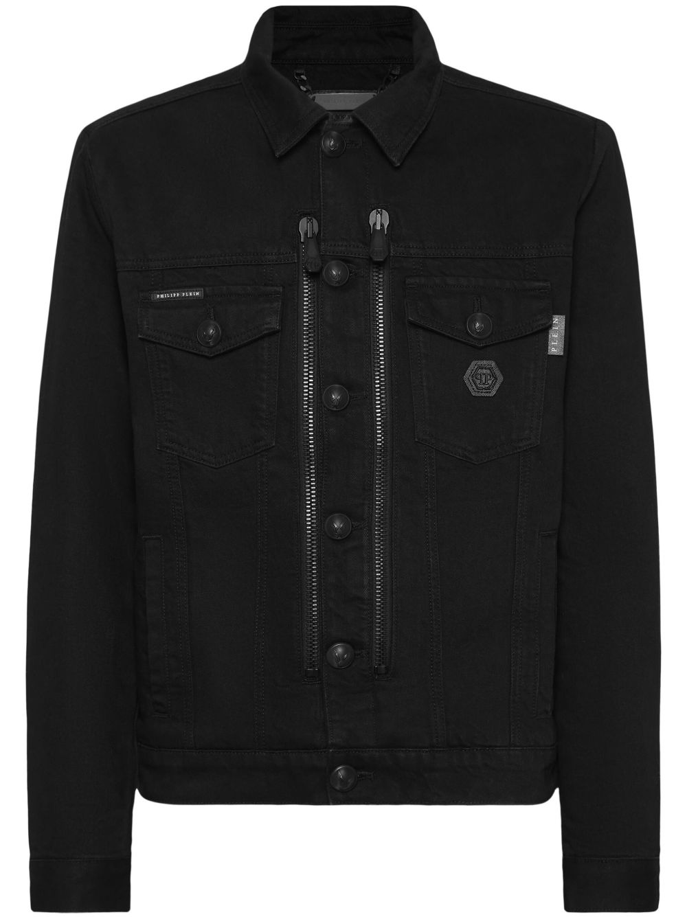 Philipp Plein 拉链牛仔夹克 - 黑色