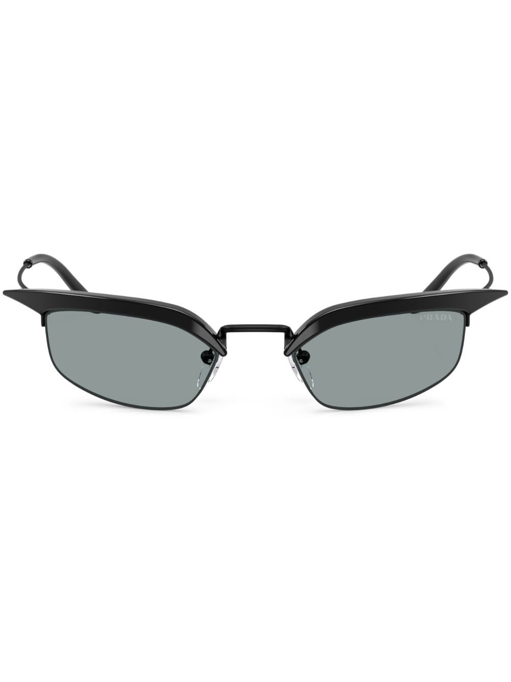 Prada Eyewear 几何形镜框太阳眼镜 - 黑色