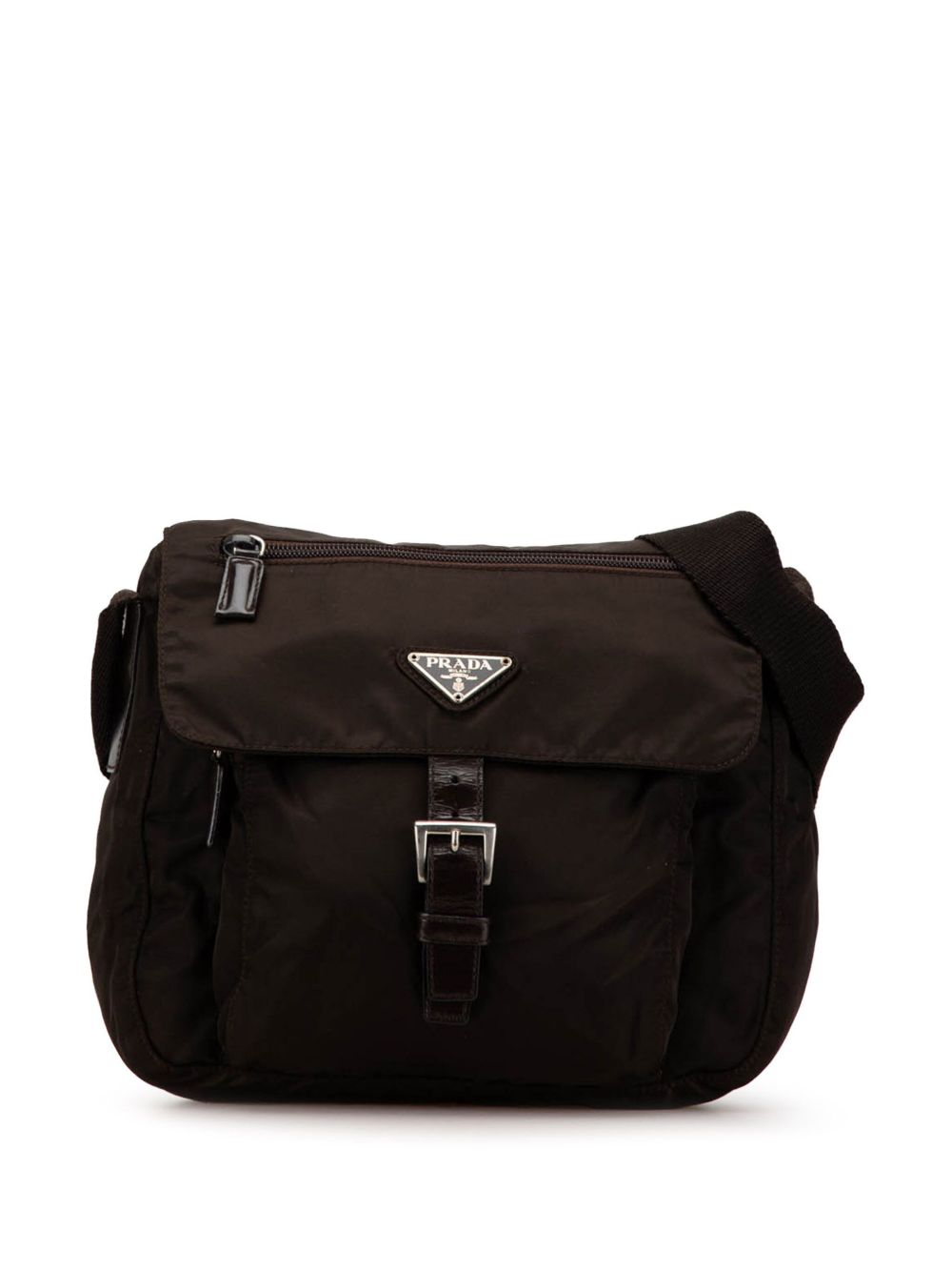 Prada Pre-Owned Tessuto Zip Buckle Messenger 斜挎包（2000-2013年典藏款） - 褐色