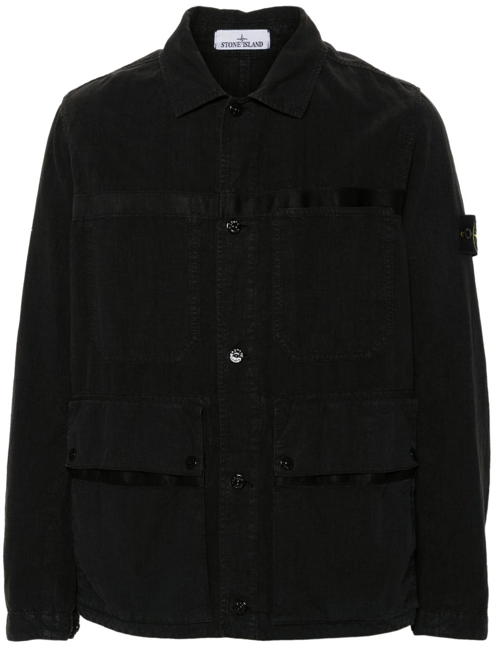 Stone Island Compass 徽章衬衫式夹克 - 黑色