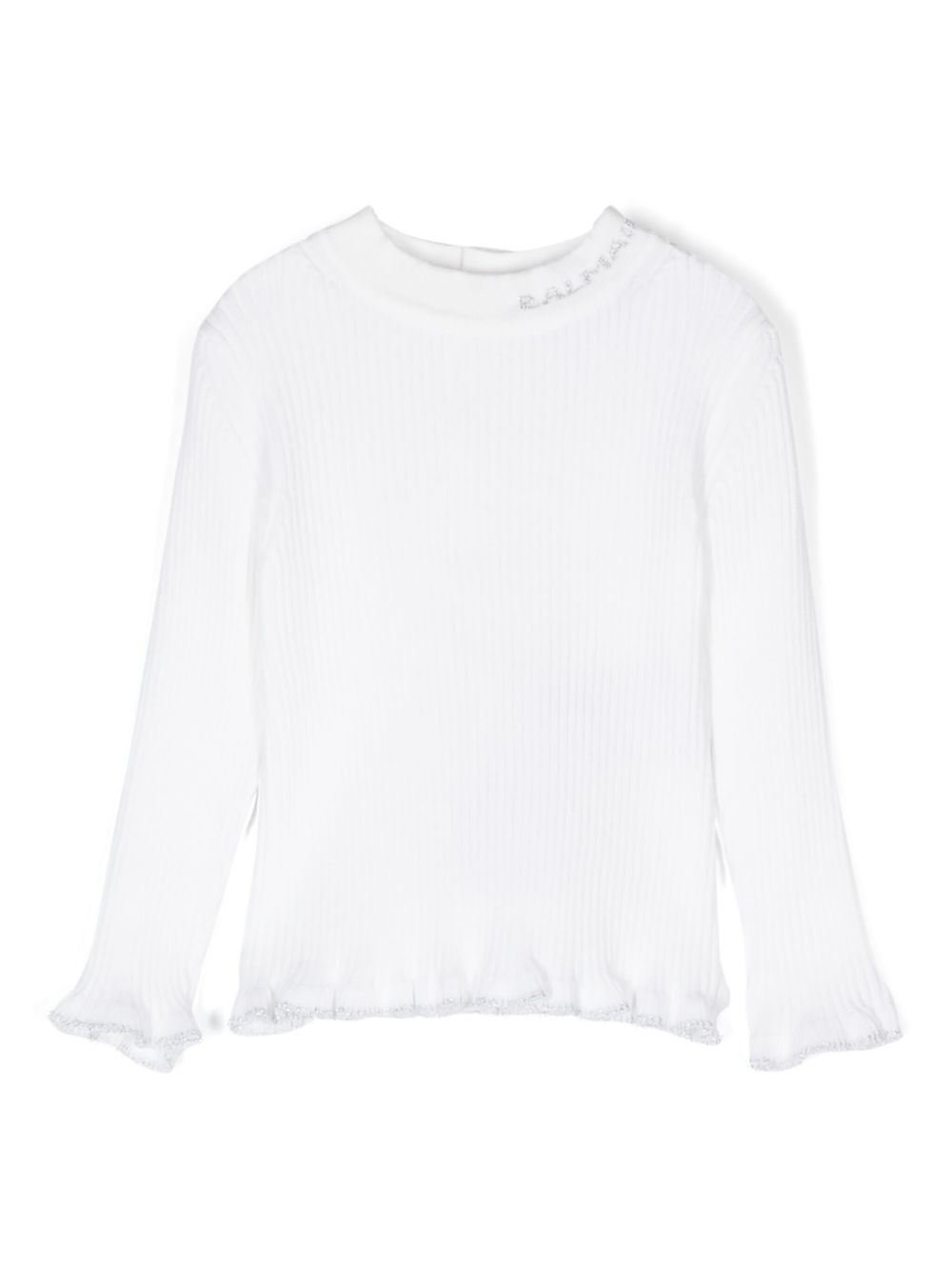 Balmain Kids logo刺绣毛衣 - 白色