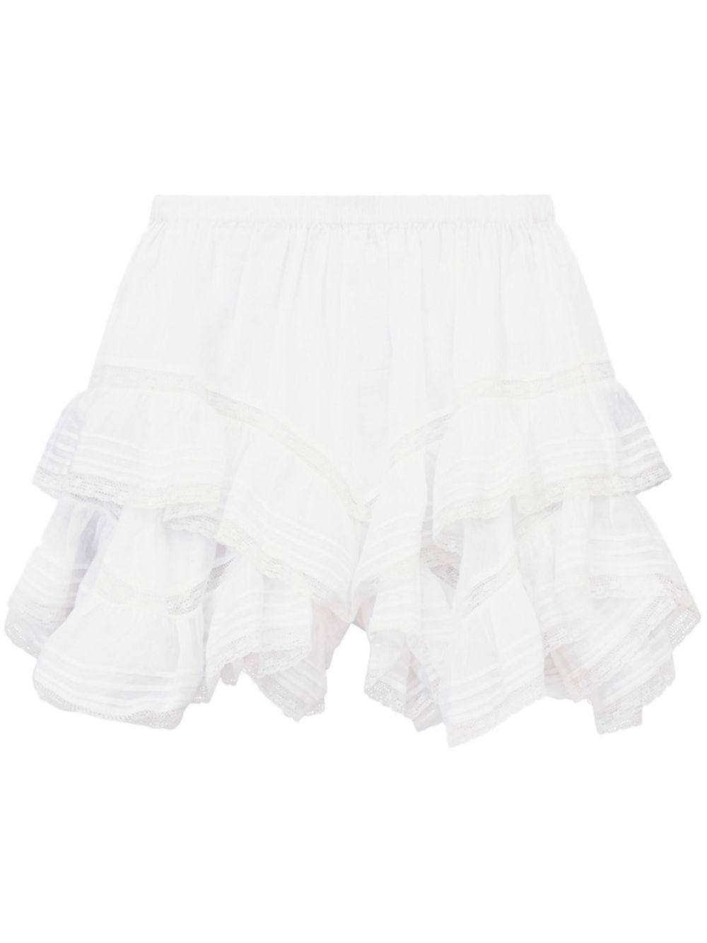 MARANT ÉTOILE Gisele 荷叶边棉短裤 - 白色