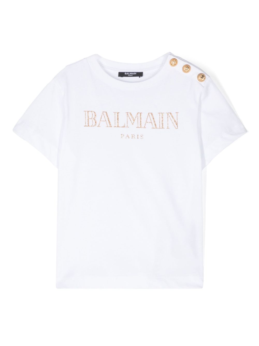 Balmain Kids 亮片金葱logoT恤 - 白色