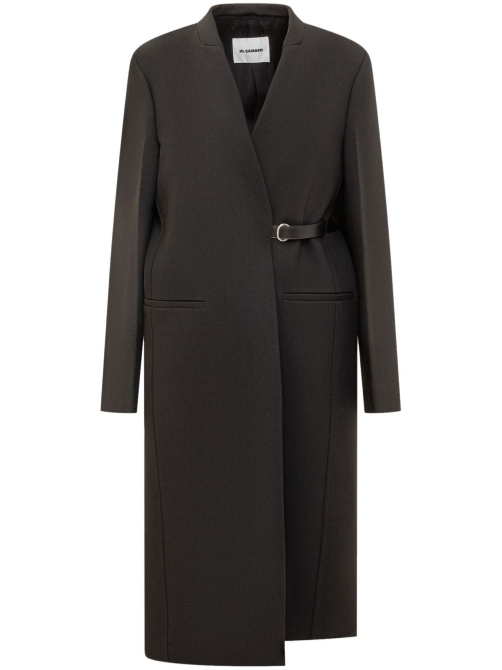 Jil Sander 初剪羊毛束腰外套 - 黑色