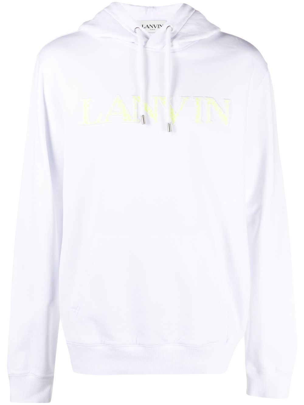 Lanvin logo刺绣小袋连帽衫 - 白色