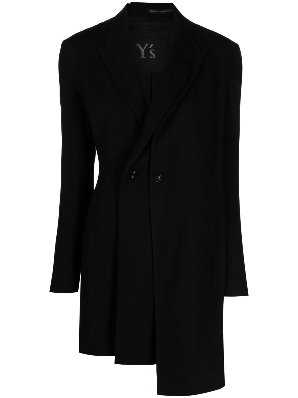 Y's asymmetric layered blazer - 黑色