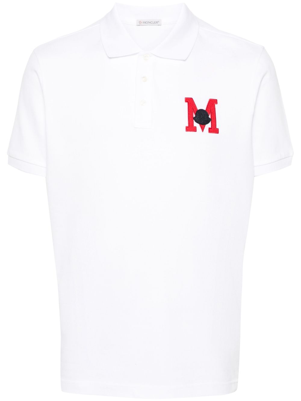 Moncler logo刺绣棉polo衫 - 白色