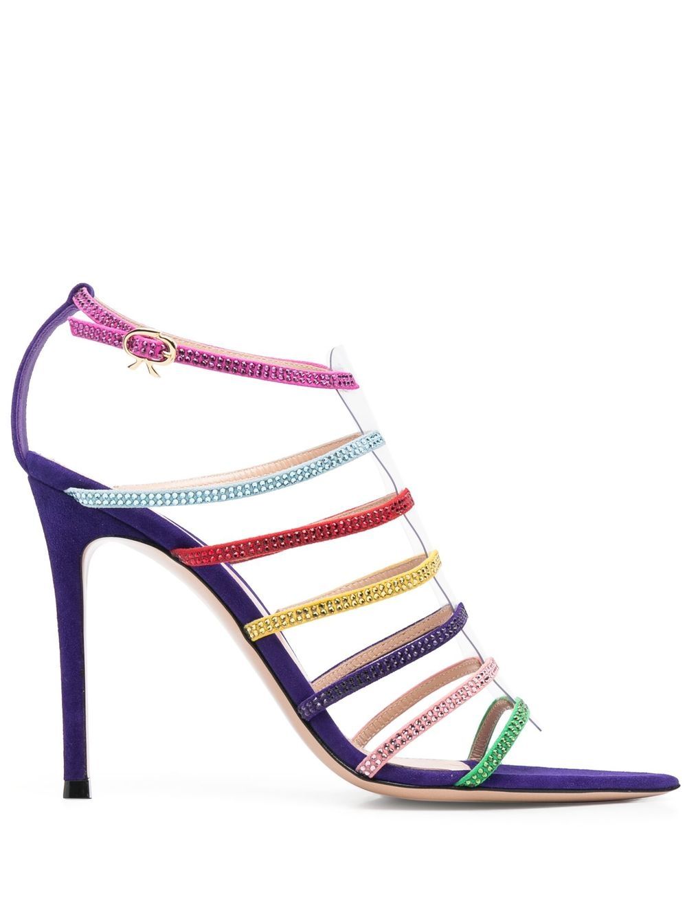 Gianvito Rossi 晶饰高跟凉鞋 - 蓝色