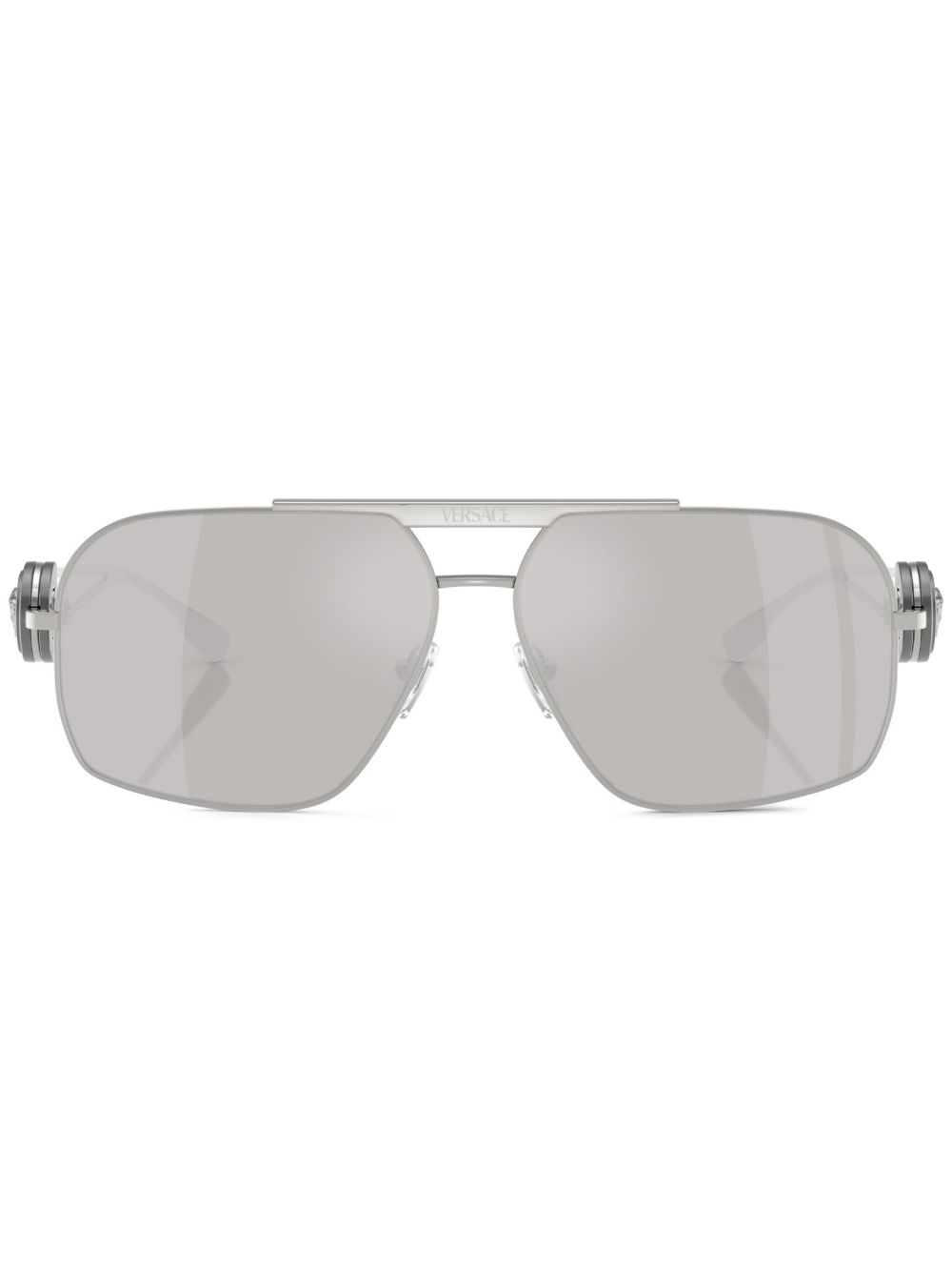 Versace Eyewear 美杜莎飞行员镜框太阳眼镜 - 银色